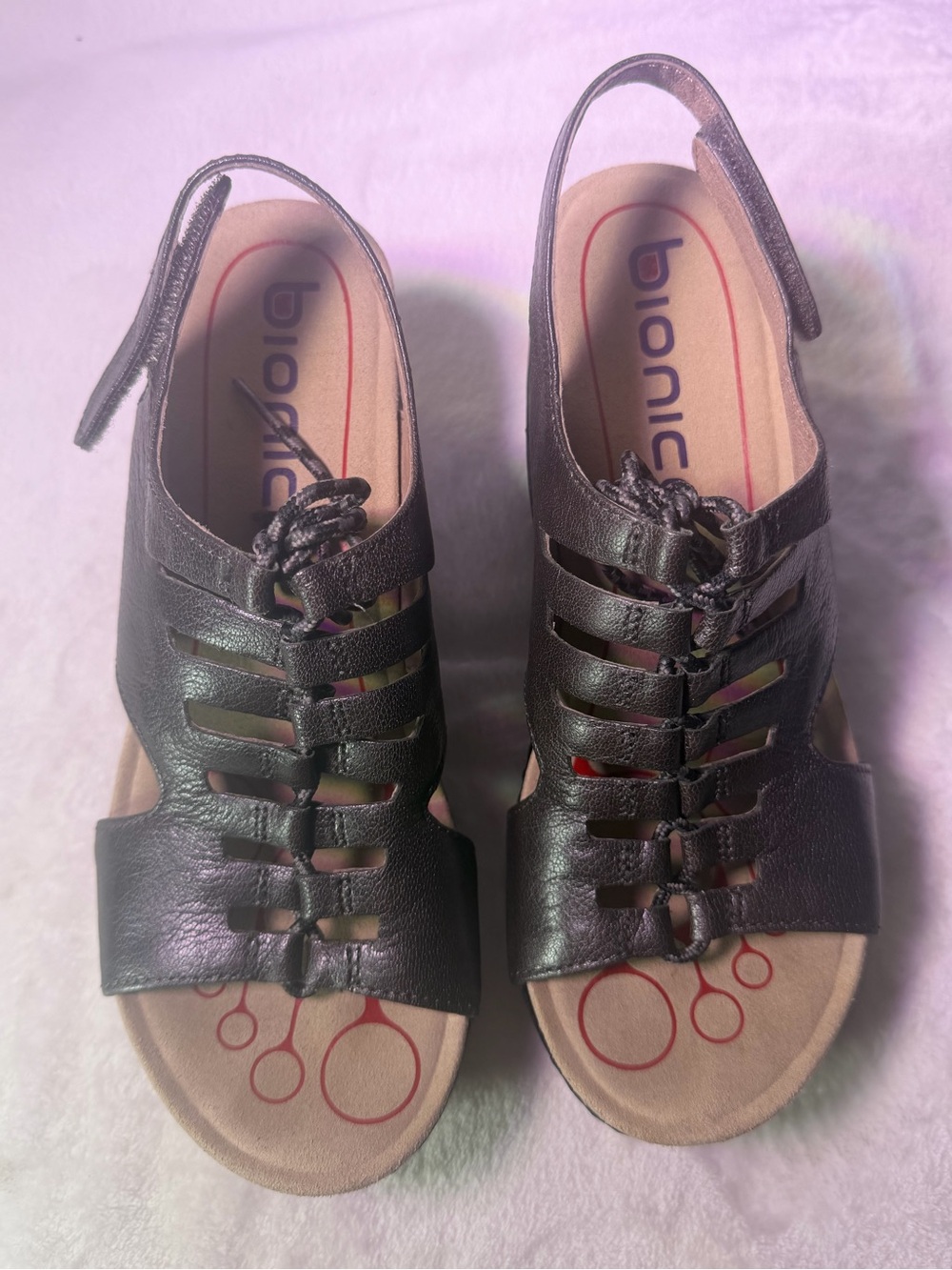 Bionica Black Lace-Up Platform Wedge Sandals - Picture 4 of 10